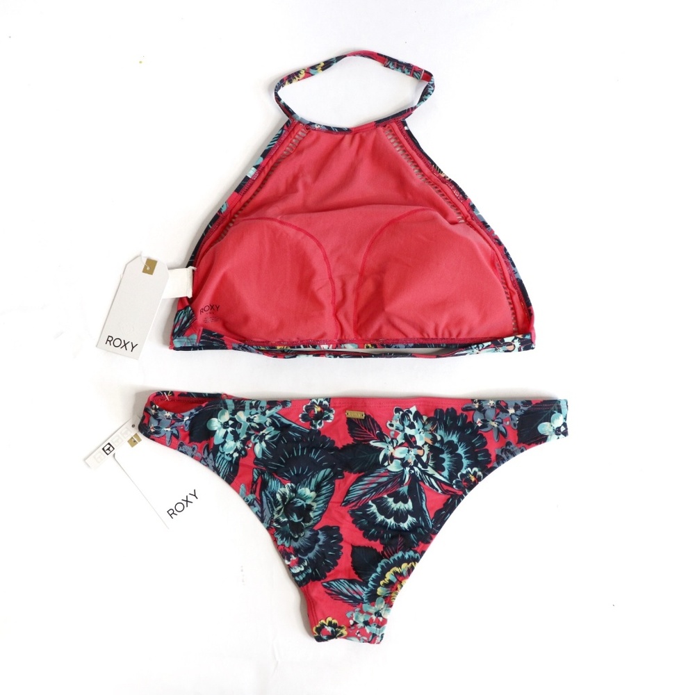 Roxy Salty High Neck Surfer Bikini Swimsuit L - Picture 3 of 7